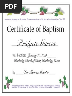 Baptismal Certificate