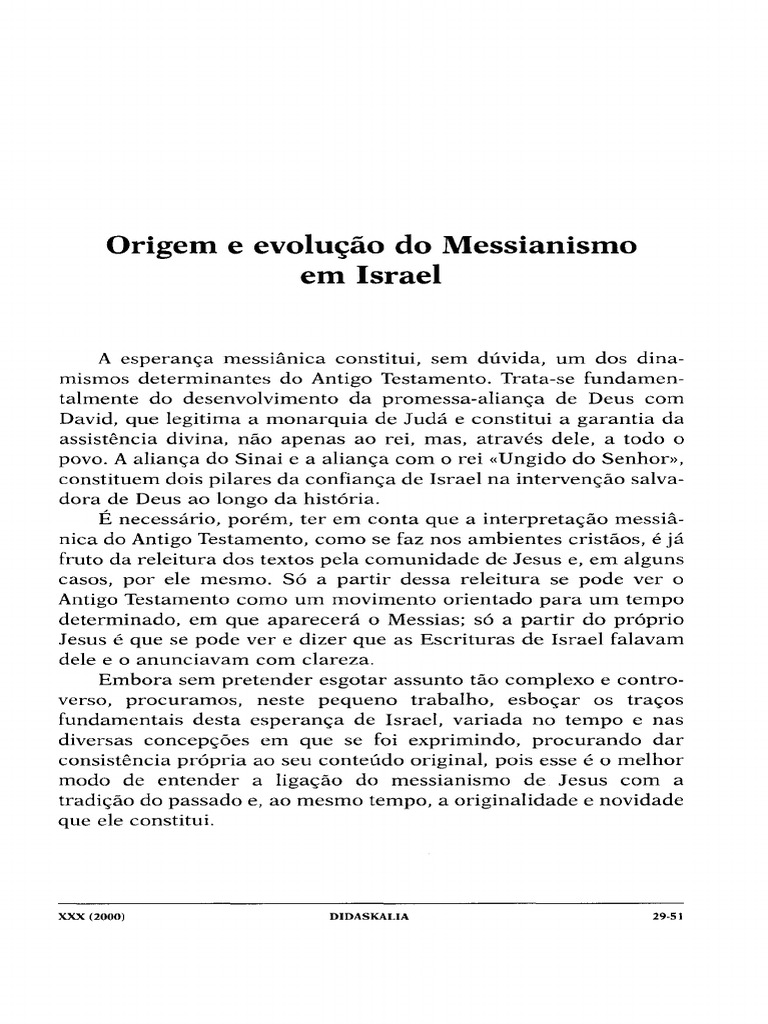 A evolução da esperança messiânica em Israel desde suas origens na ...