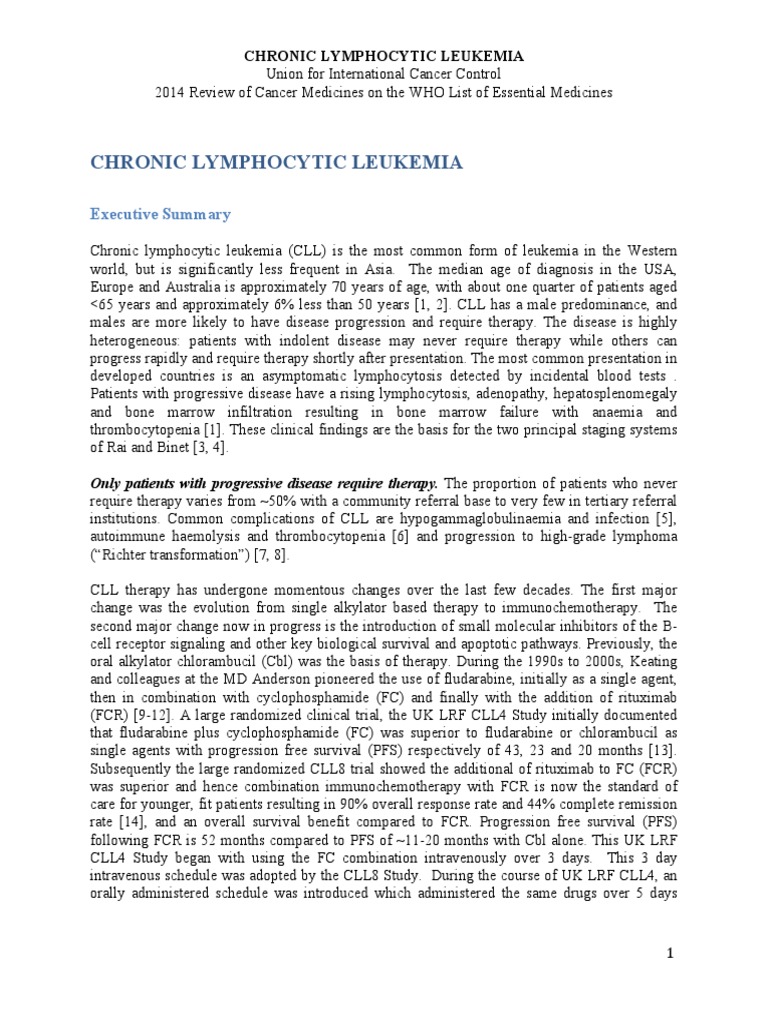 Chronic Lymphocytic Leukemia Overview | PDF | Leukemia | Clinical Medicine
