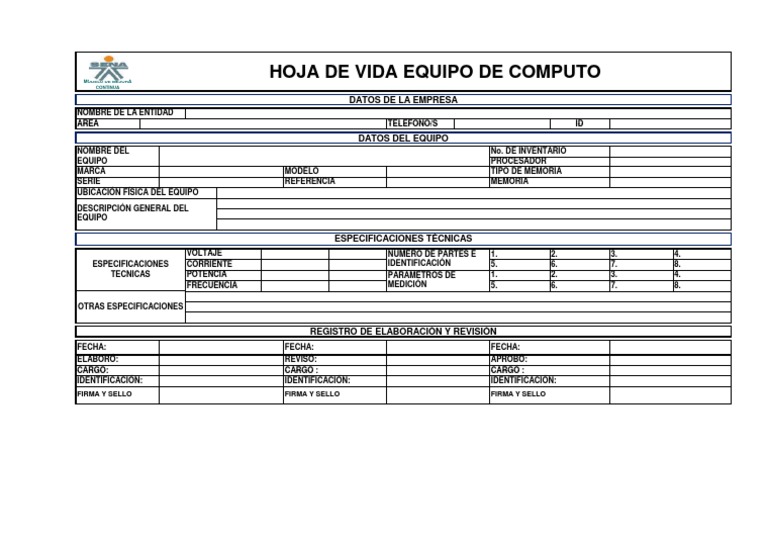 Hoja de Vida Equipos de Computo | PDF