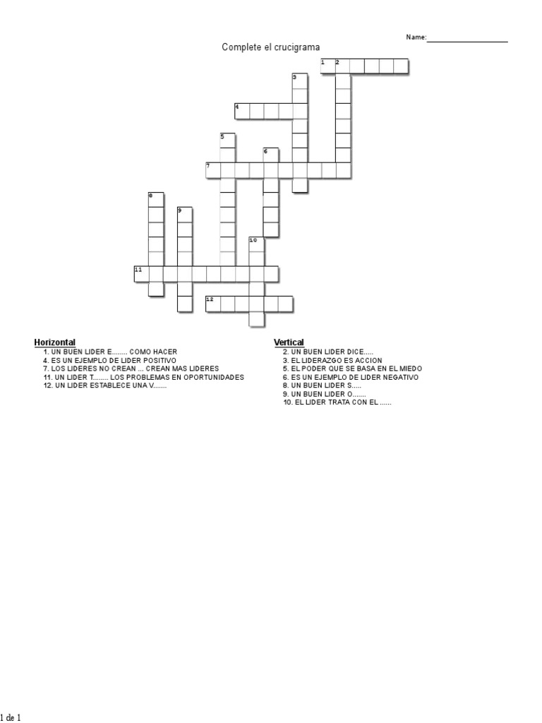 crucigrama liderazgo