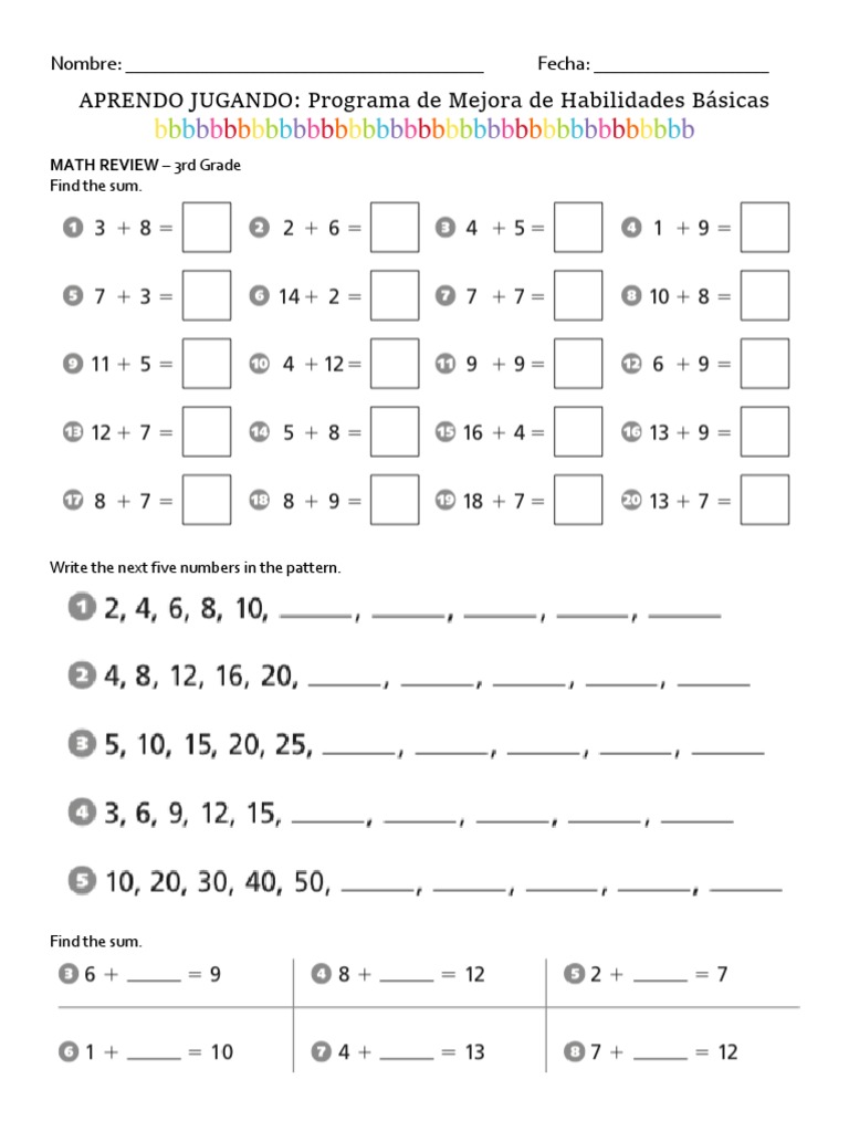 Math Review - 3rd Grade V2 | PDF