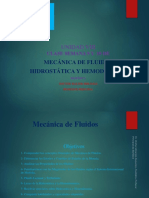 MECANICA de FLUIDOS Unidad VIII Clases de La Semana 9 y 10 Hidrostática y Hemodinamia