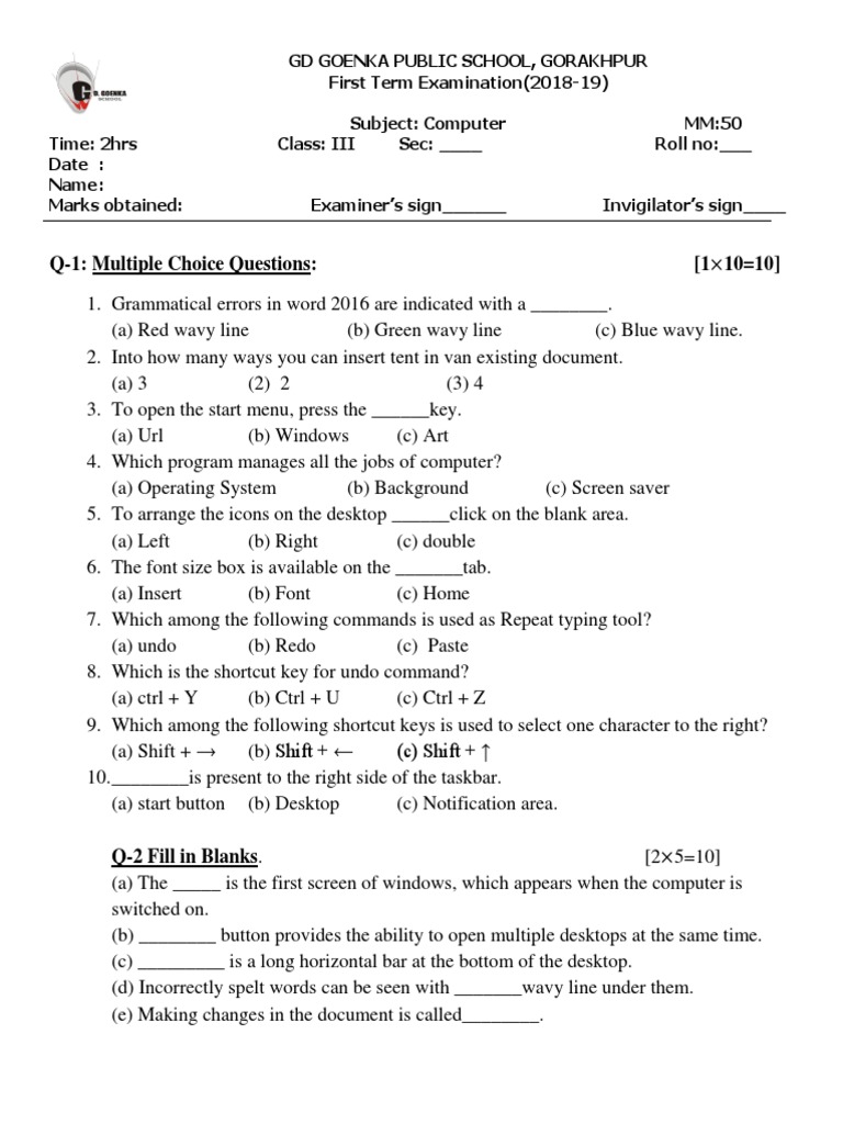 Computer Class 3 Pdf Microsoft Software Graphical User Interfaces