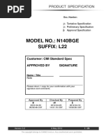 Model No.: N140Bge Suffix: L22: Product Specification