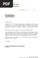 Modelo de Carta de Pedido de Apoio