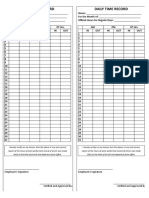 Daily Timesheet Record Template