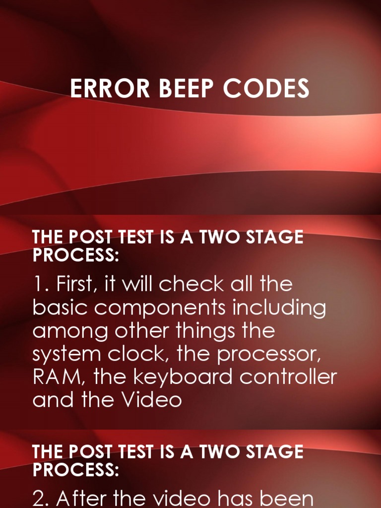 Error Beep Codes | PDF