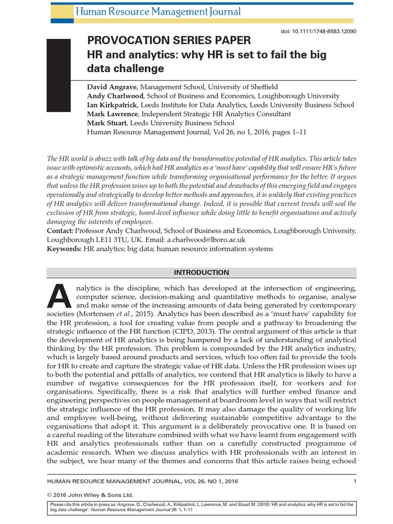 HR and Analytics Why HR Is Set To Fail The Big Data Challenge | PDF