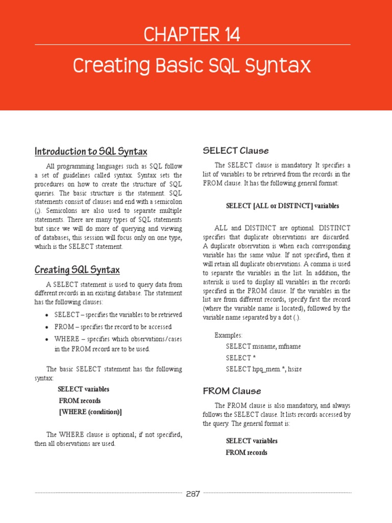 Basic SQL Syntax for Data Queries | PDF | Sql | Databases