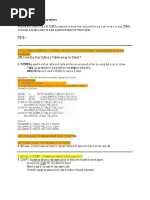Top 40 Cobol Interview Questions Pdf Subroutine Array Data Structure