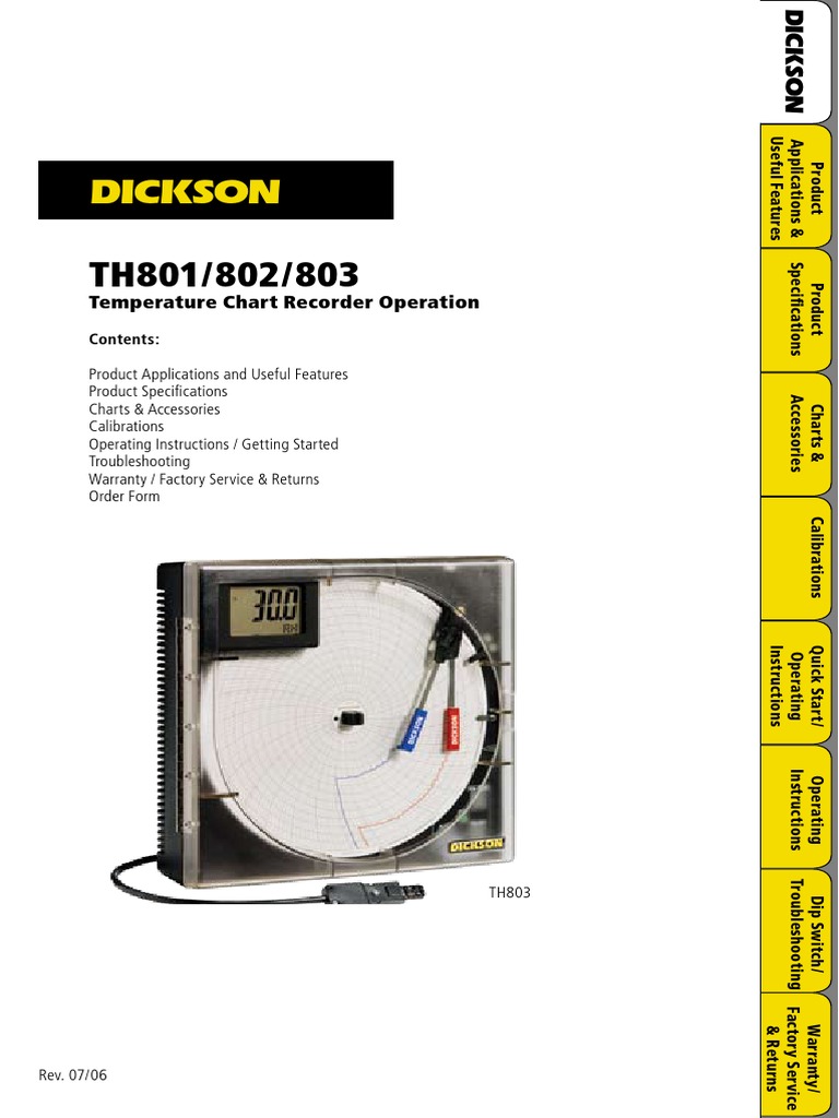 Dickson Temperature Chart Recorder Operation PDF Calibration