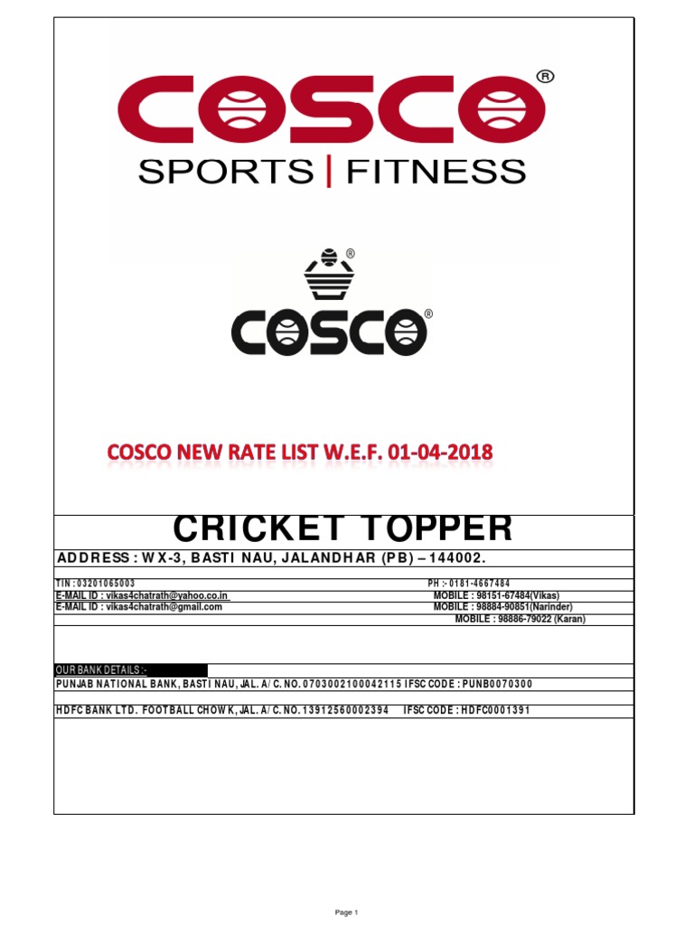 Cosco Dealer Price List PDF Table Tennis Sports Equipment