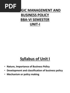 Strategic Management And Business Policy Pdf Strategic Management Policy