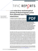 Low-Noise Time-Resolved Optical Sensing of Electromagnetic Pulses From Petawatt Laser-Matter Interactions