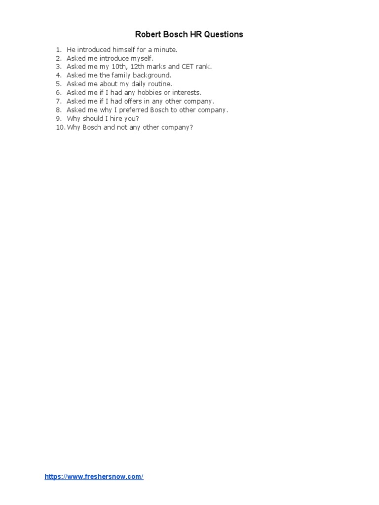 Bosch HR Interview Insights | PDF