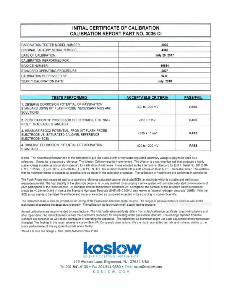 PassiFlash 3036 Stainless Steel Passivation Test Kit PDF