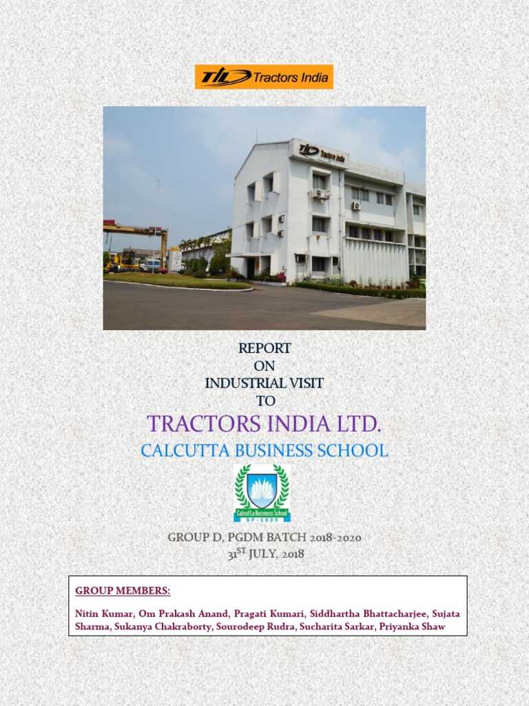 Tractors India LTD. Calcutta Business School PDF Crane (Machine