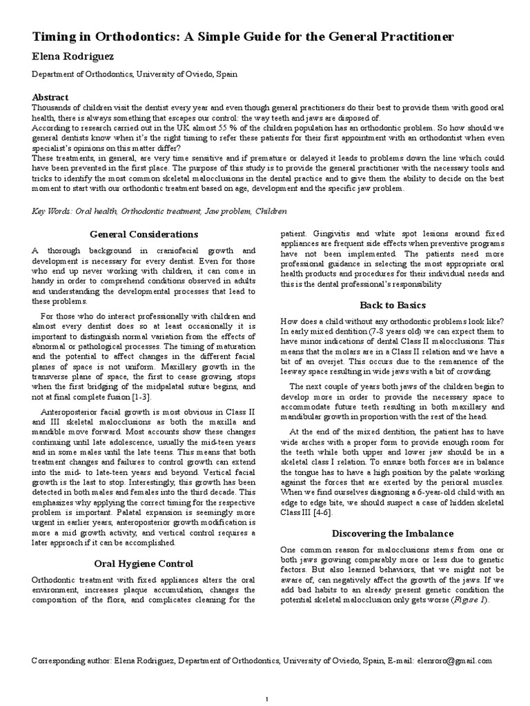 Guide to Timing Orthodontic Treatment | PDF | Orthodontics | Dentistry