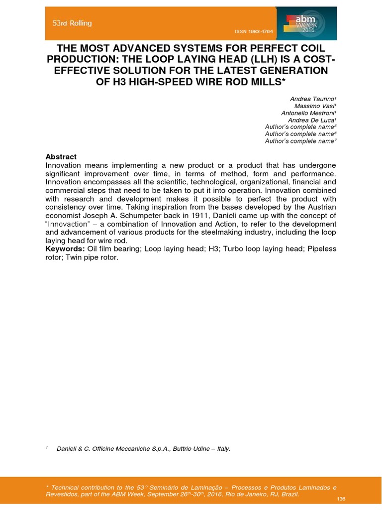 The Loop Laying Head (LLH) | PDF | Bearing (Mechanical) | Rolling ...