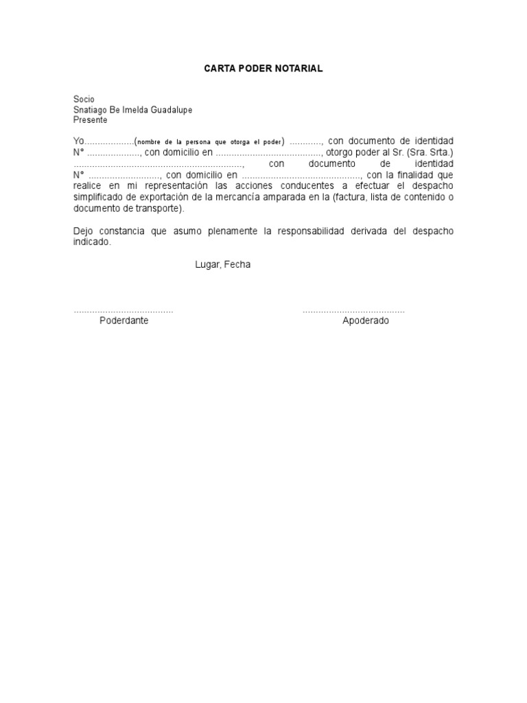 Poder Notarial Ejemplo | PDF