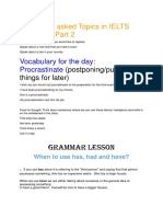 Frequently Asked Topics in IELTS Speaking - Part 2: Vocabulary For The Day: Procrastinate