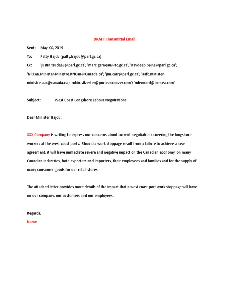 Draft Email Template PDF