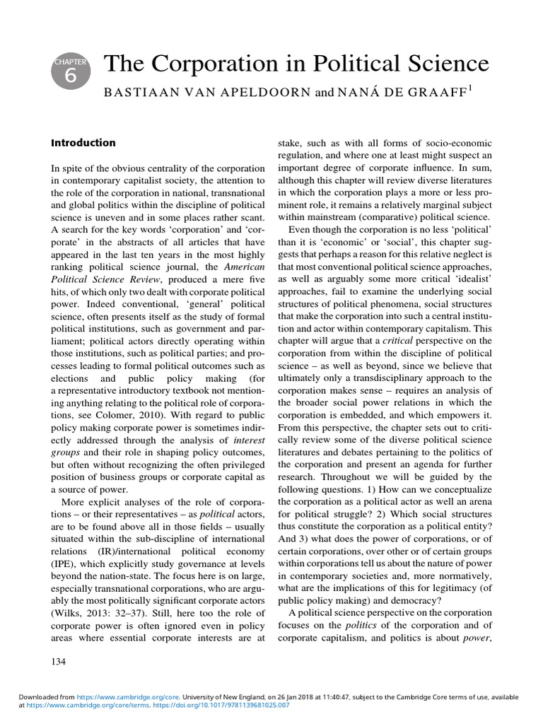 The Corporation in Political Science | PDF | Capitalism | Political Science