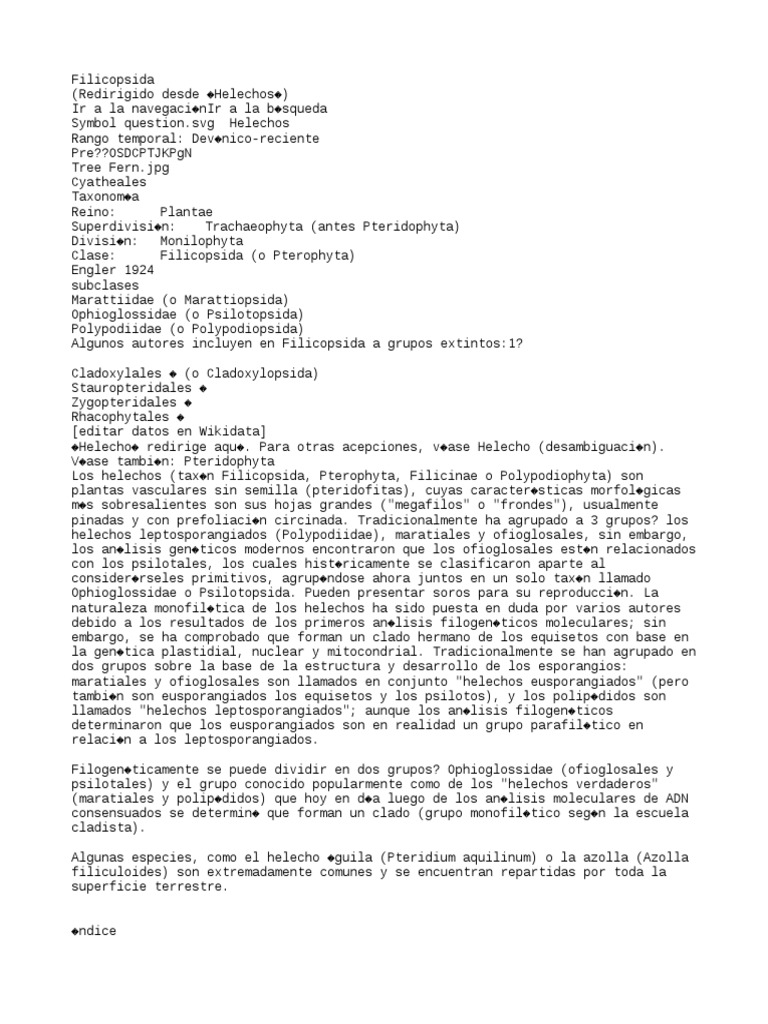 Filicopsida | PDF | Helecho | Ramas de la botánica