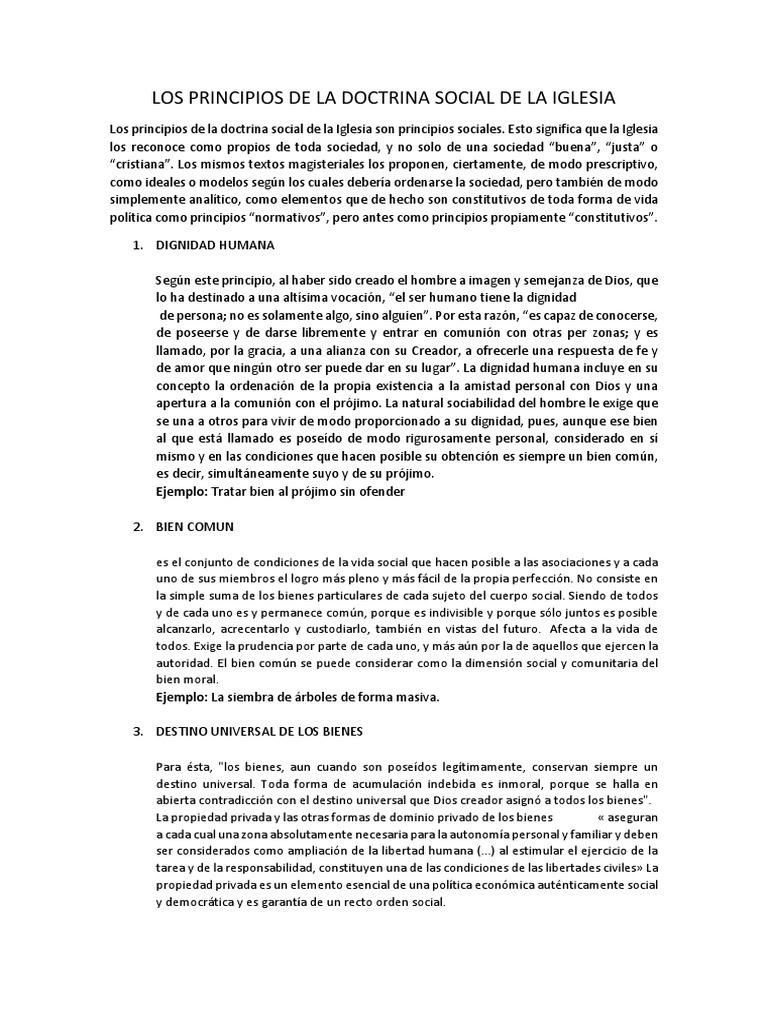 Los Principios de La Doctrina Social de La Iglesia | PDF | Bien común ...