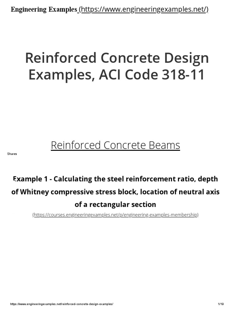 Reinforced Concrete Design Examples PDF Reinforced Concrete Beam