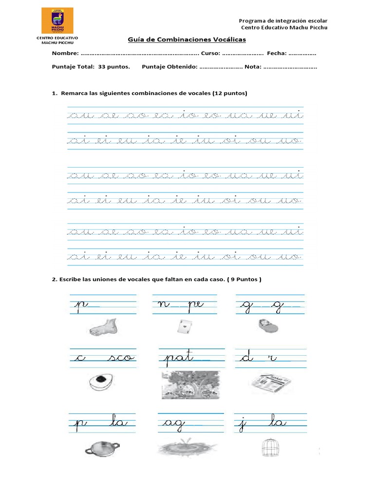 Guía de Combinaciones Vocales | PDF