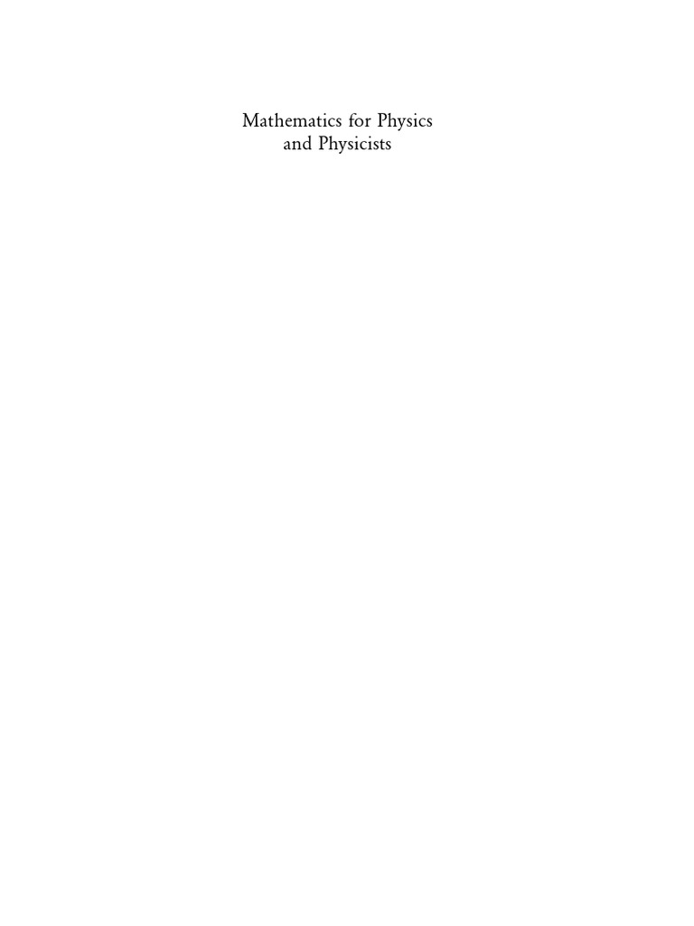 Mathematics For Physics and Physicists | PDF | Series (Mathematics ...