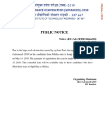 Public Notice: Notice: JEE (Adv) /IITR/Odisha/002 Dated: May 09, 2019