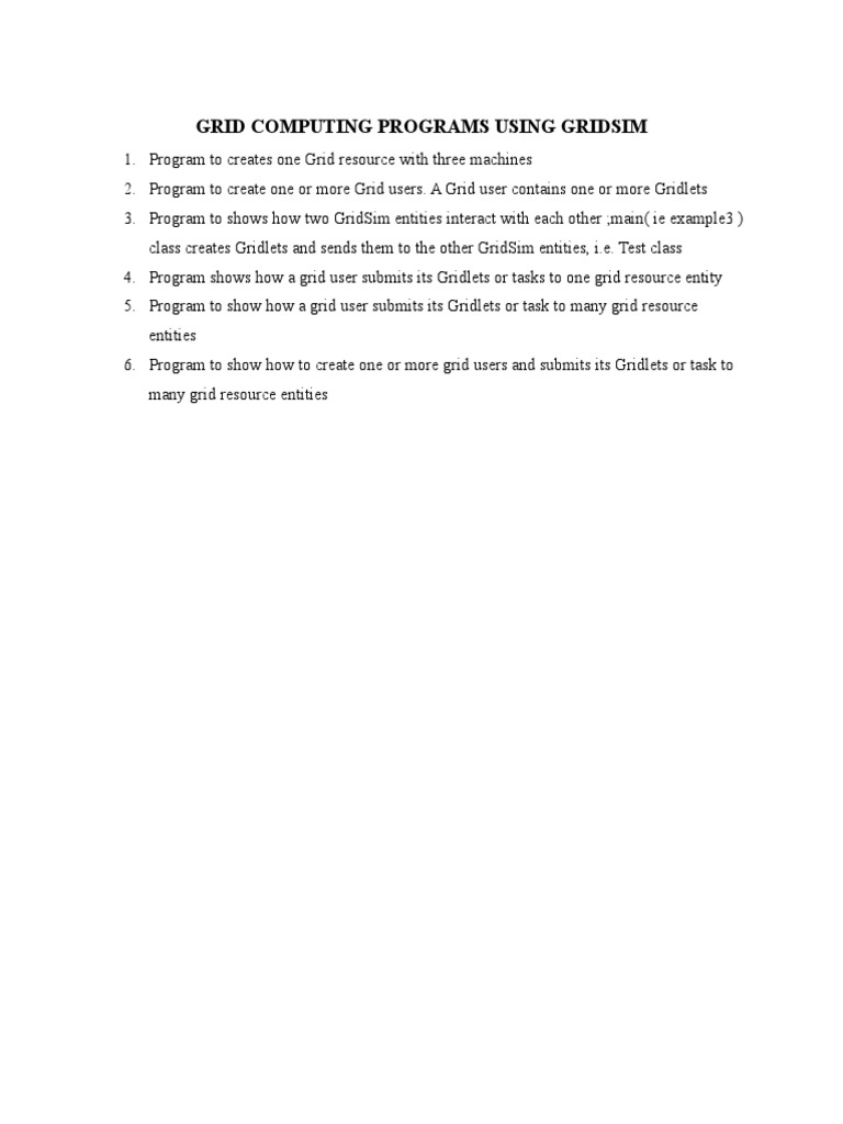 GridSim Grid Computing Program Examples | PDF | Grid Computing ...
