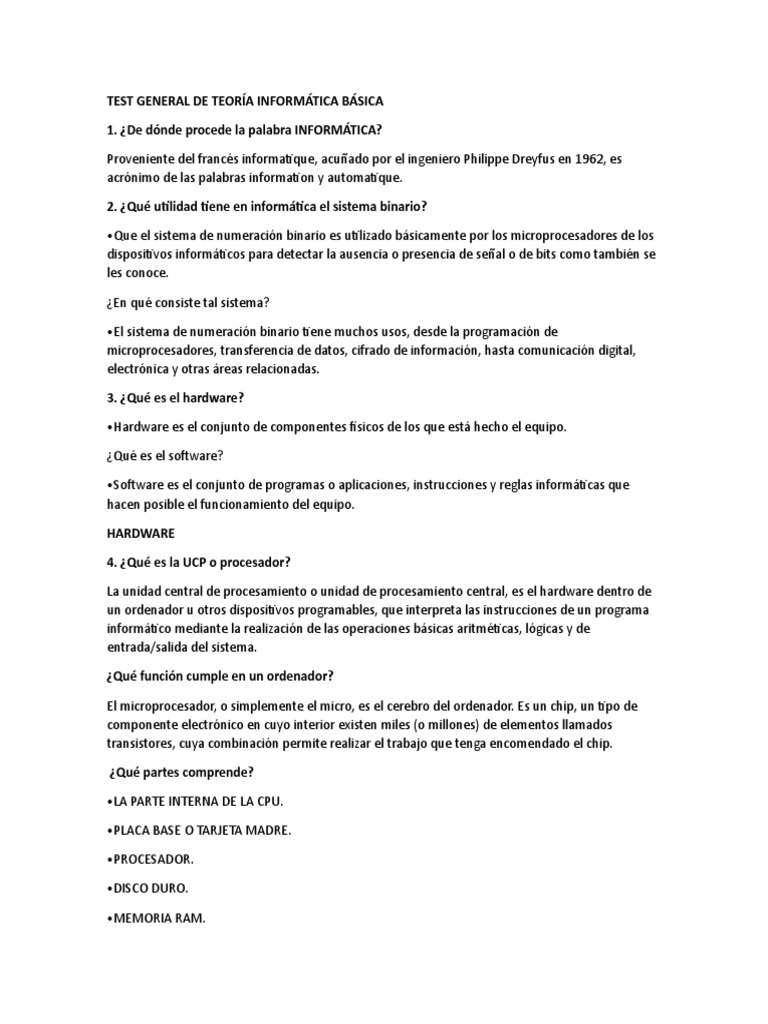 Test General de Teoría Informática Básica | PDF | Enrutador ...