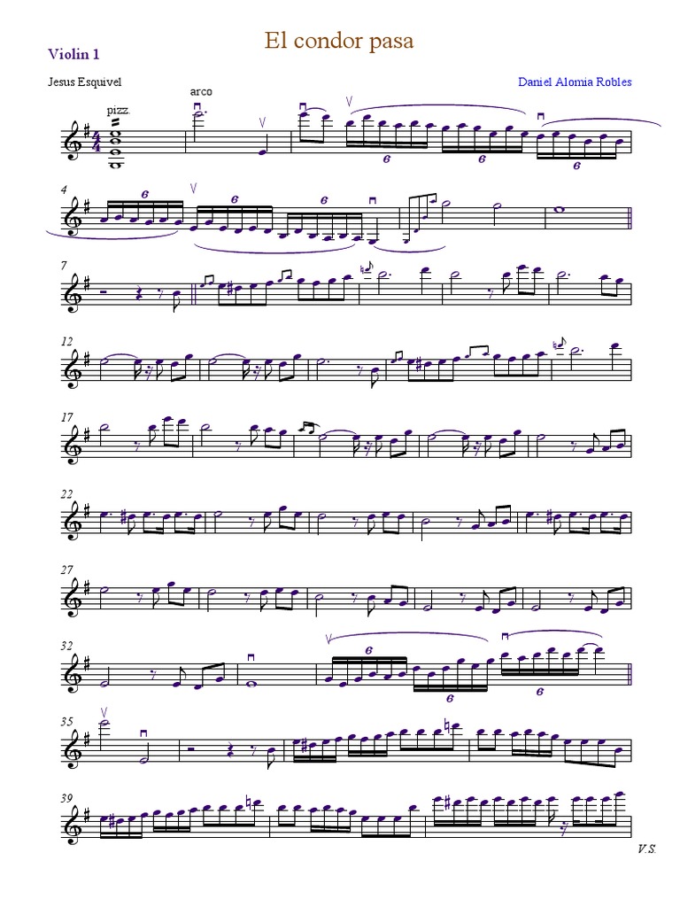 El Cóndor Pasa Violin Partitura | PDF | Song Recordings Produced