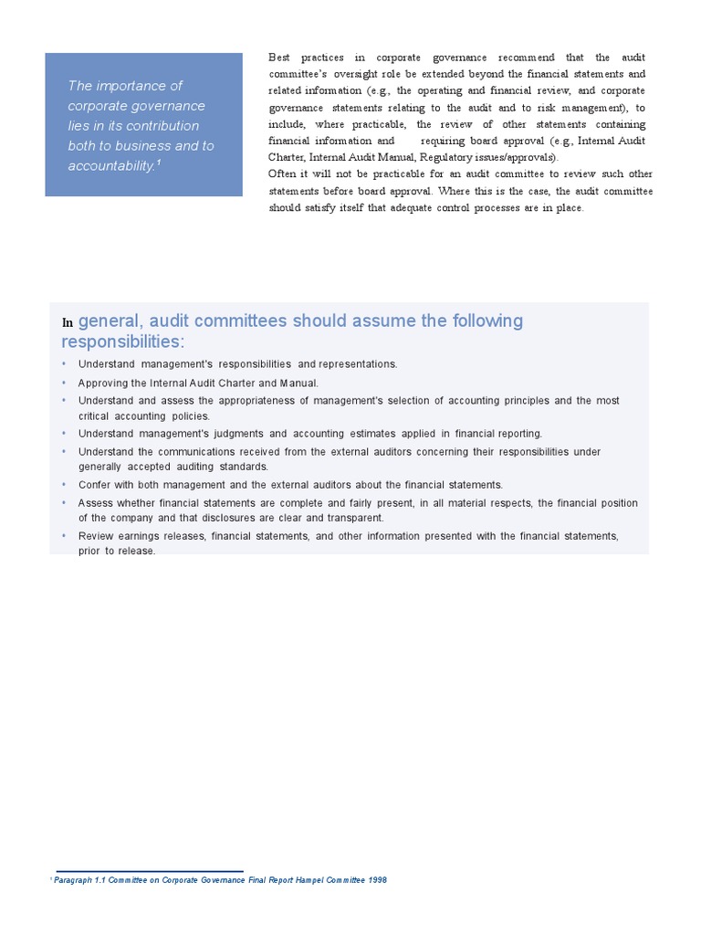 Audit Committee Best Practices Guide | PDF | Audit Committee | Audit
