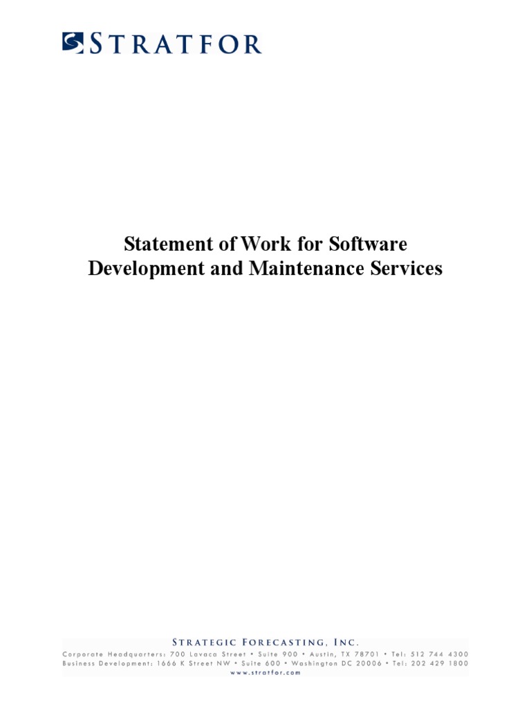 Statement of Work for Software Development and Maintenance Services ...