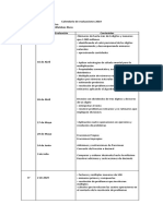 Calendario de Evaluaciones 2019 Matematica