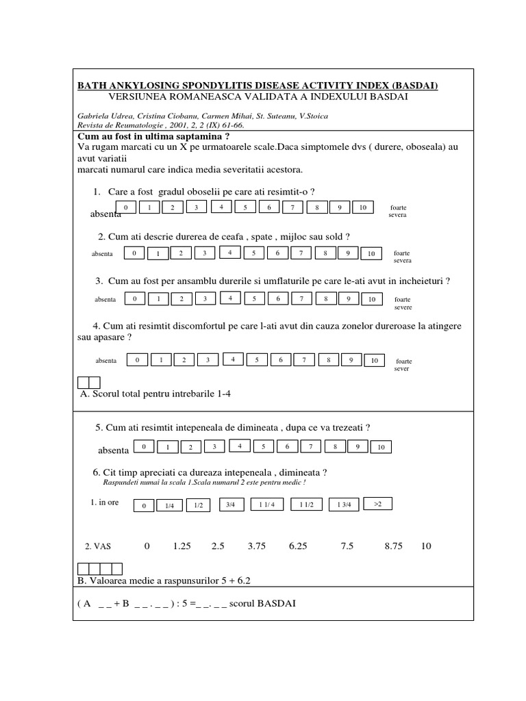 Scorul BASDAI | PDF