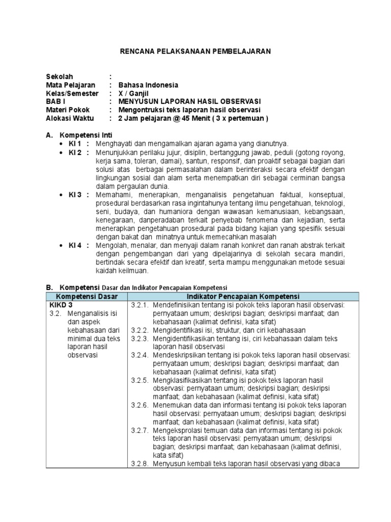 17++ Contoh Teks Laporan Hasil Observasi Kelas 10 Sma
