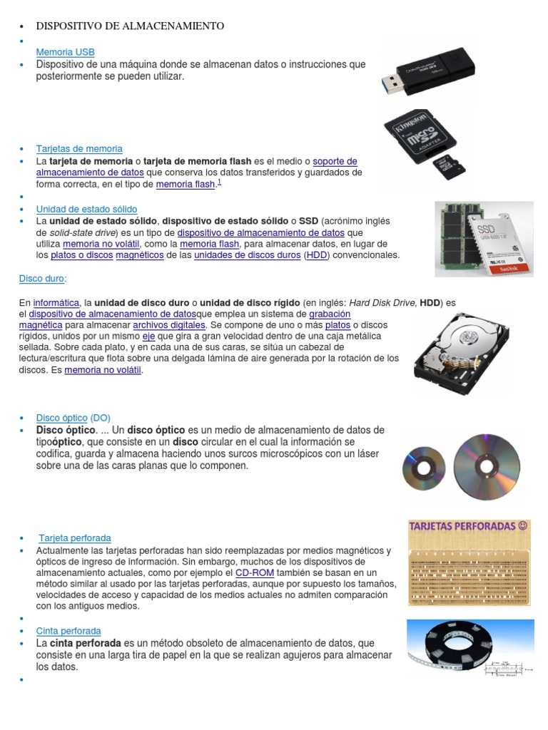 Dispositivo de Almacenamiento | PDF | Disco duro | Almacenamiento de datos  de la computadora