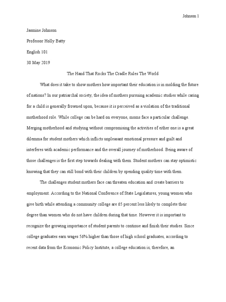 The Hand That Rocks The Cradle Rules The World PDF Mother Feeling