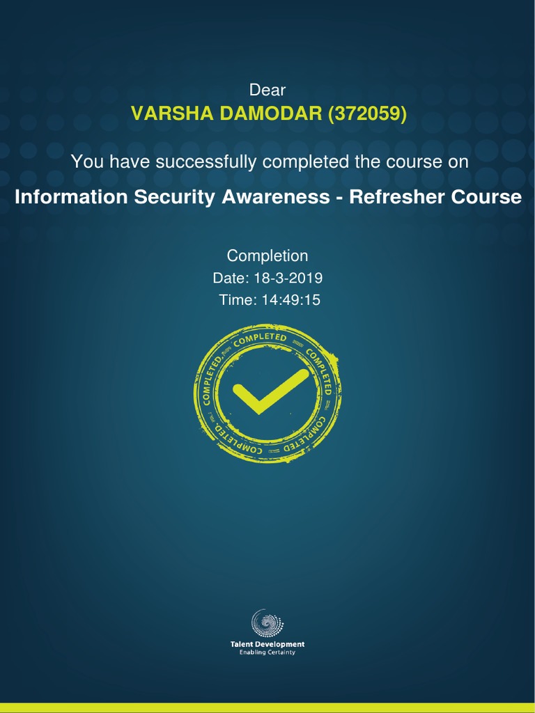Information Security Awareness Refresher Course PDF PDF