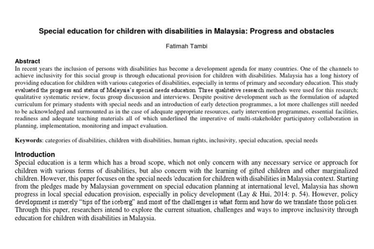 Special Needs Education in Malaysia | PDF
