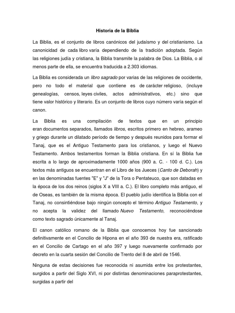 Historia de La Biblia | PDF | Biblia | Viejo Testamento