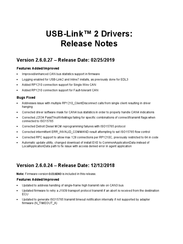 USBLink™ 2 Drivers Release Notes PDF Bluetooth Windows 10