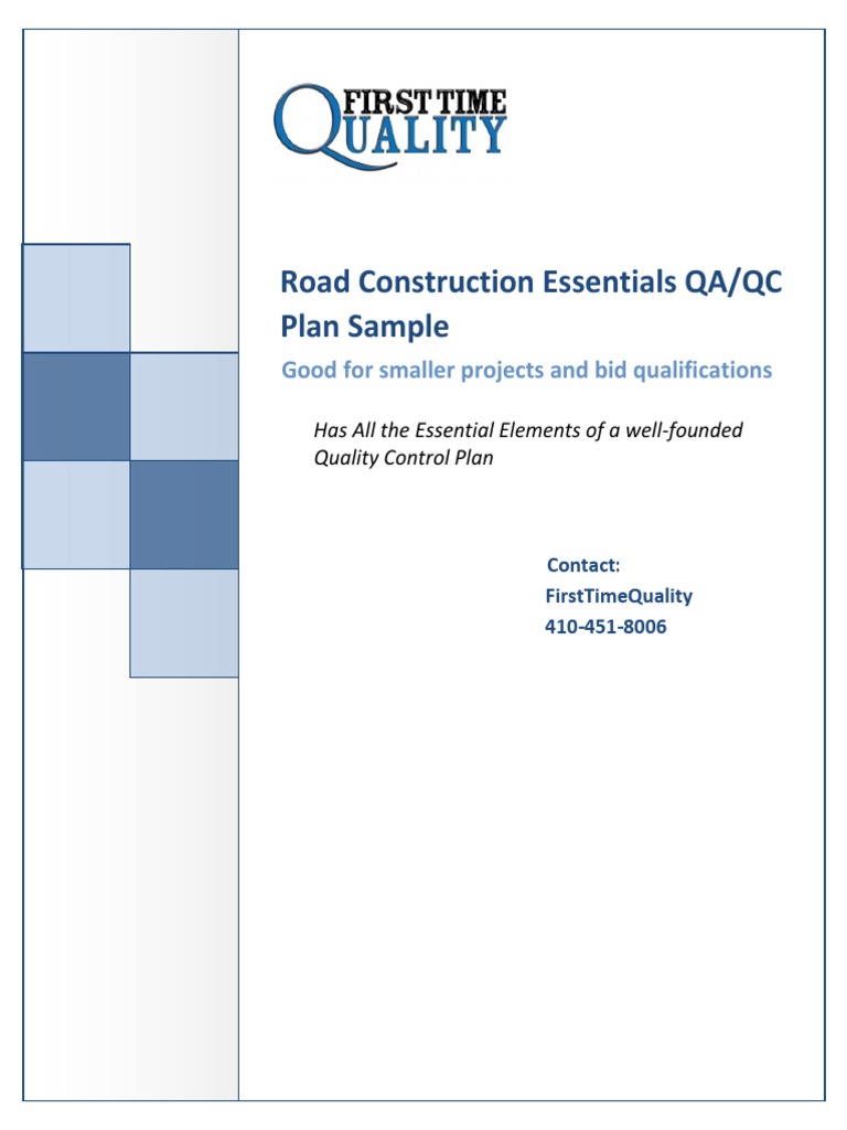 Road Construction Essentials QA/QC Plan Sample: Good For Smaller ...