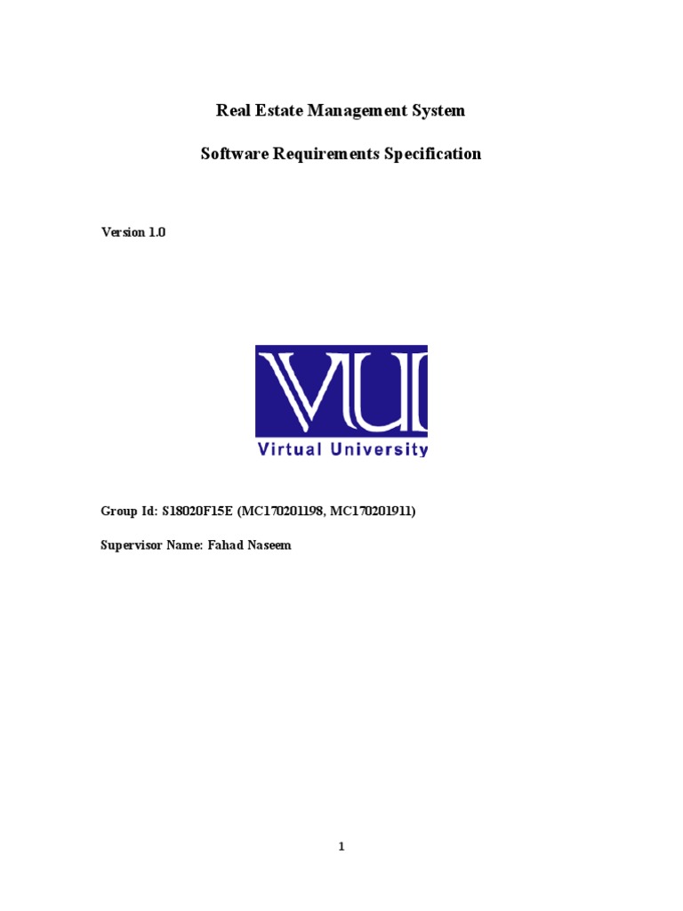 Real Estate Management System Software Requirements Specification PDF